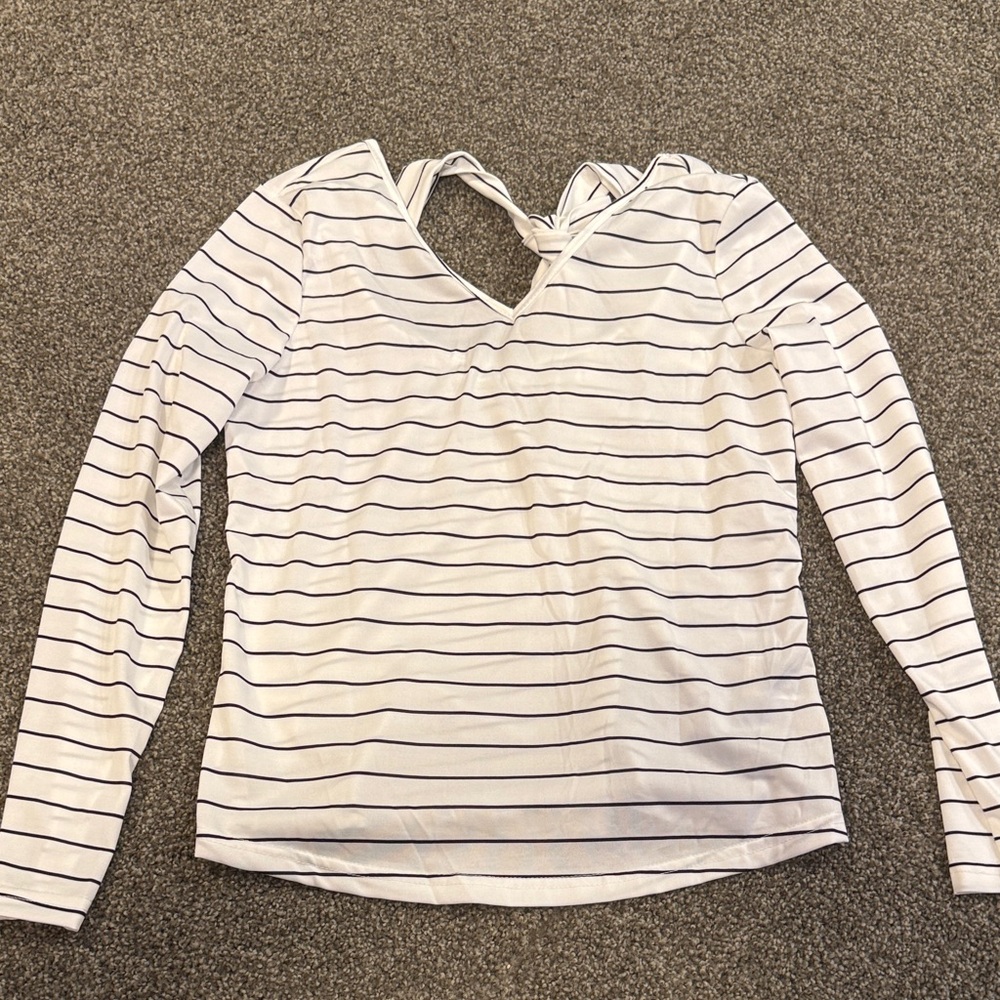 Striped Long Sleeve Top - White and Black